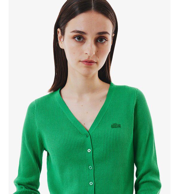 LACOSTE「UVカット クールマックスリブニットカーディガン」|カーディガン|