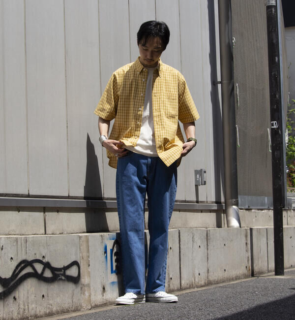 GLOSTER「【GLOSTER/グロスター】チェック半袖シャツ ボタンダウン ワンポイントロゴ刺繍入り」|シャツ・ブラウス|