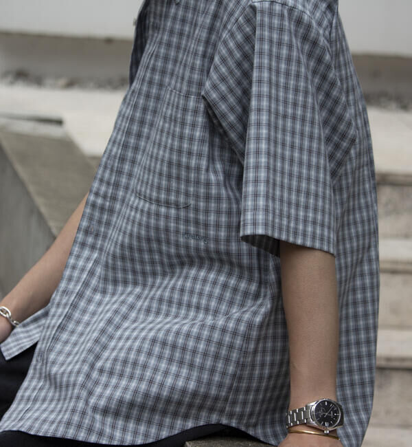 GLOSTER「【GLOSTER/グロスター】チェック半袖シャツ ボタンダウン ワンポイントロゴ刺繍入り」|シャツ・ブラウス|