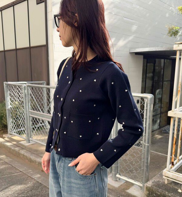 fredy emue「ハート刺繍ミラノリブカーディガン」|カーディガン|