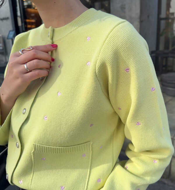 fredy emue「ハート刺繍ミラノリブカーディガン」|カーディガン|