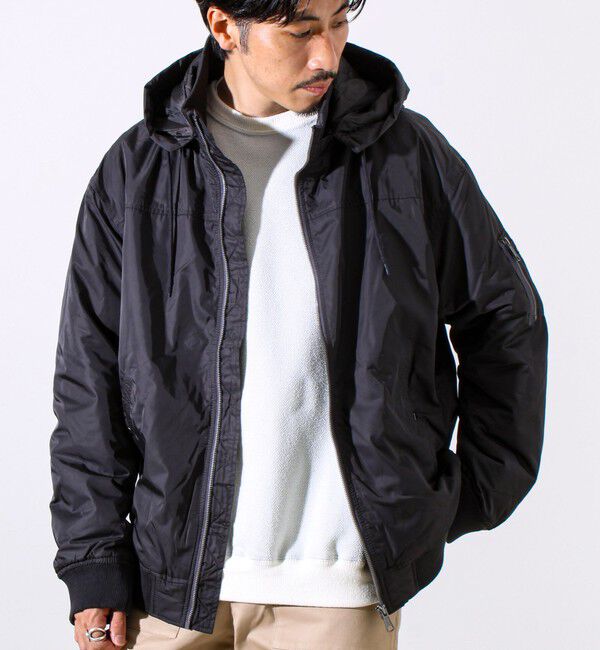 GLOSTER「【フード脱着/2WAY】リブスタンドブルゾン」|ブルゾン・スタジャン|チャコールグレー