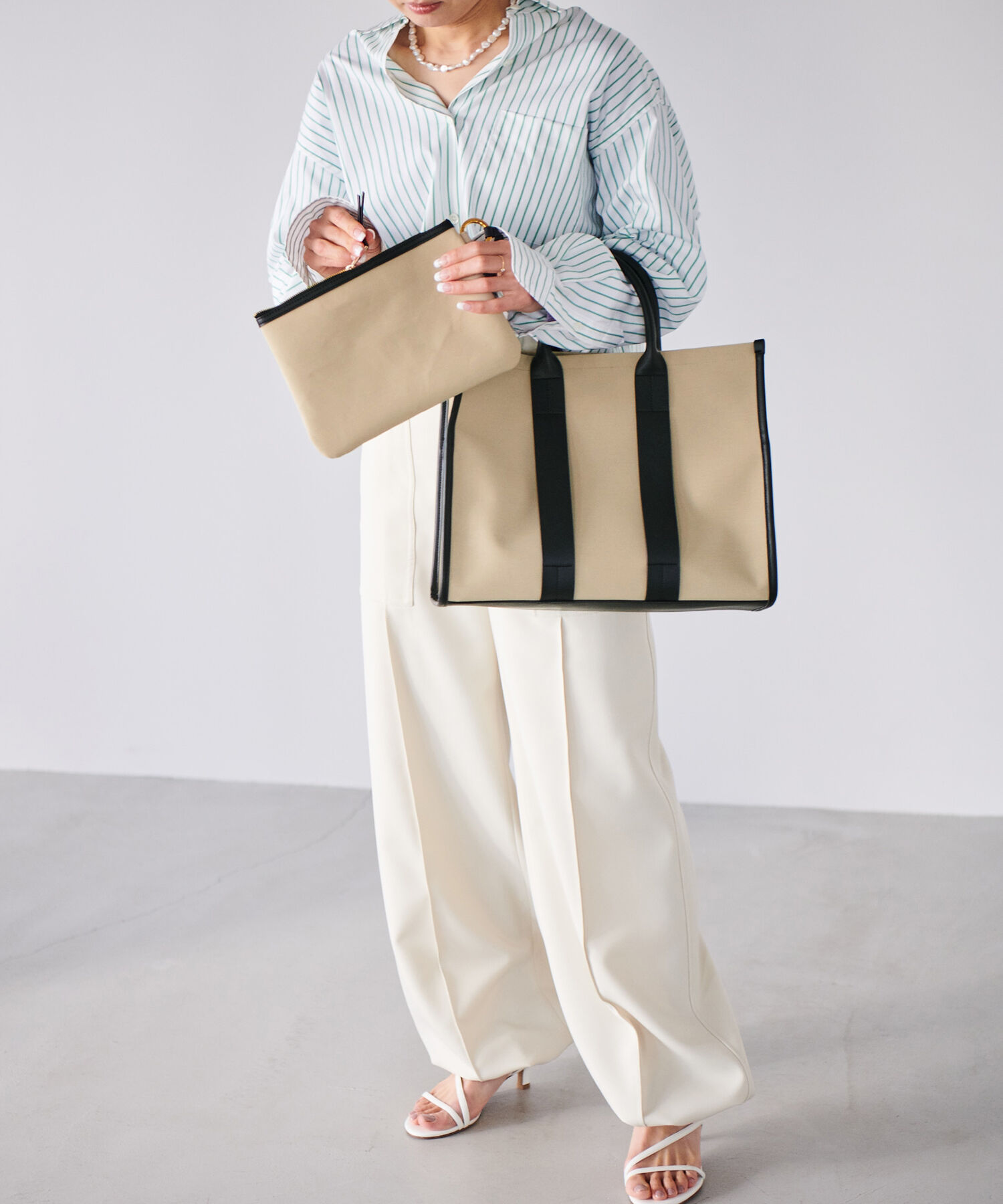 E'POR「【E'POR】【A4対応】【撥水】CONFORT Wide Bag（コンフォール ワイド バッグ）コットンポリエスエル素材」|トートバッグ|