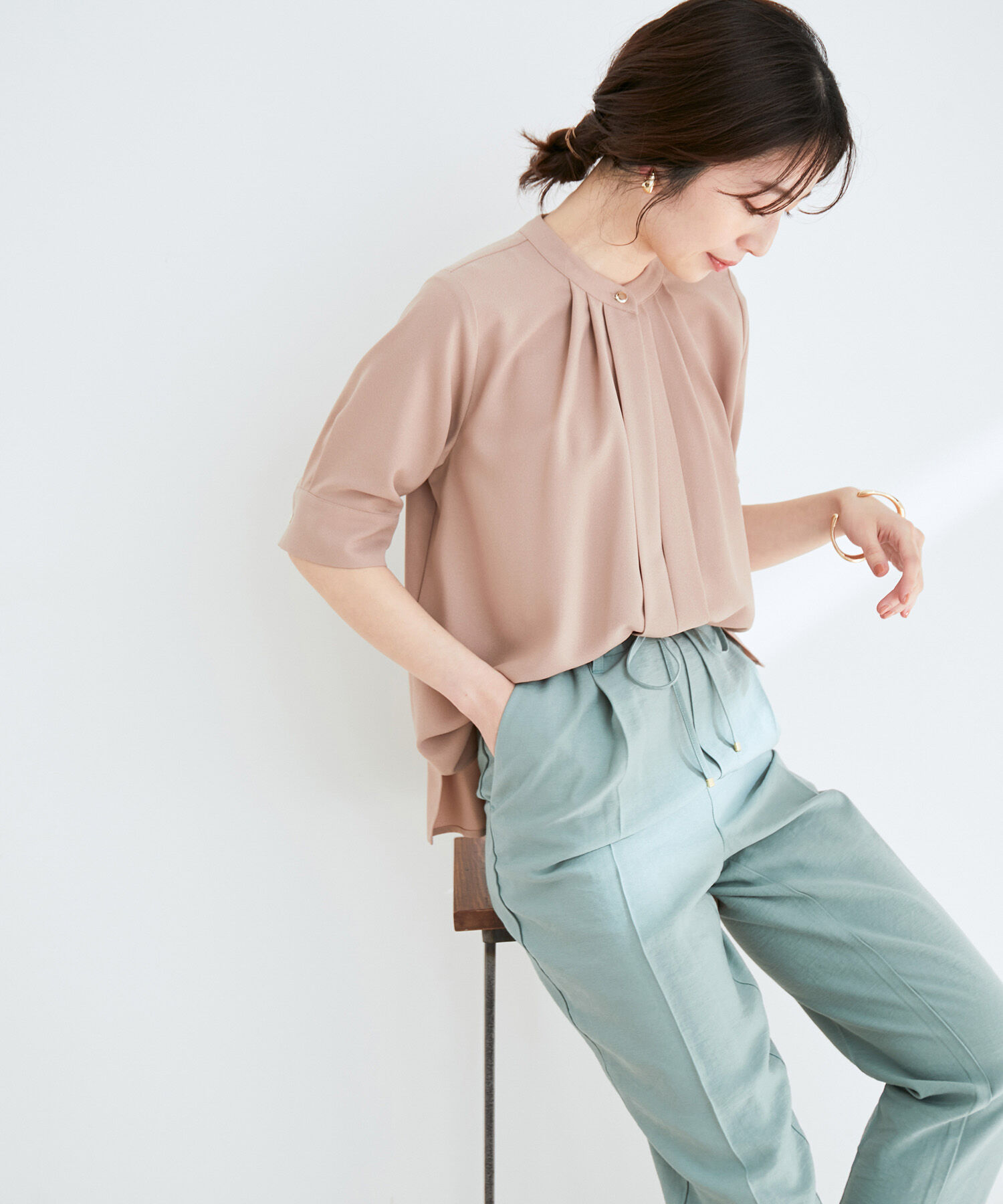 VIS「【EASY CARE】【新色追加】2WAYフロントタックブラウス」|シャツ・ブラウス|