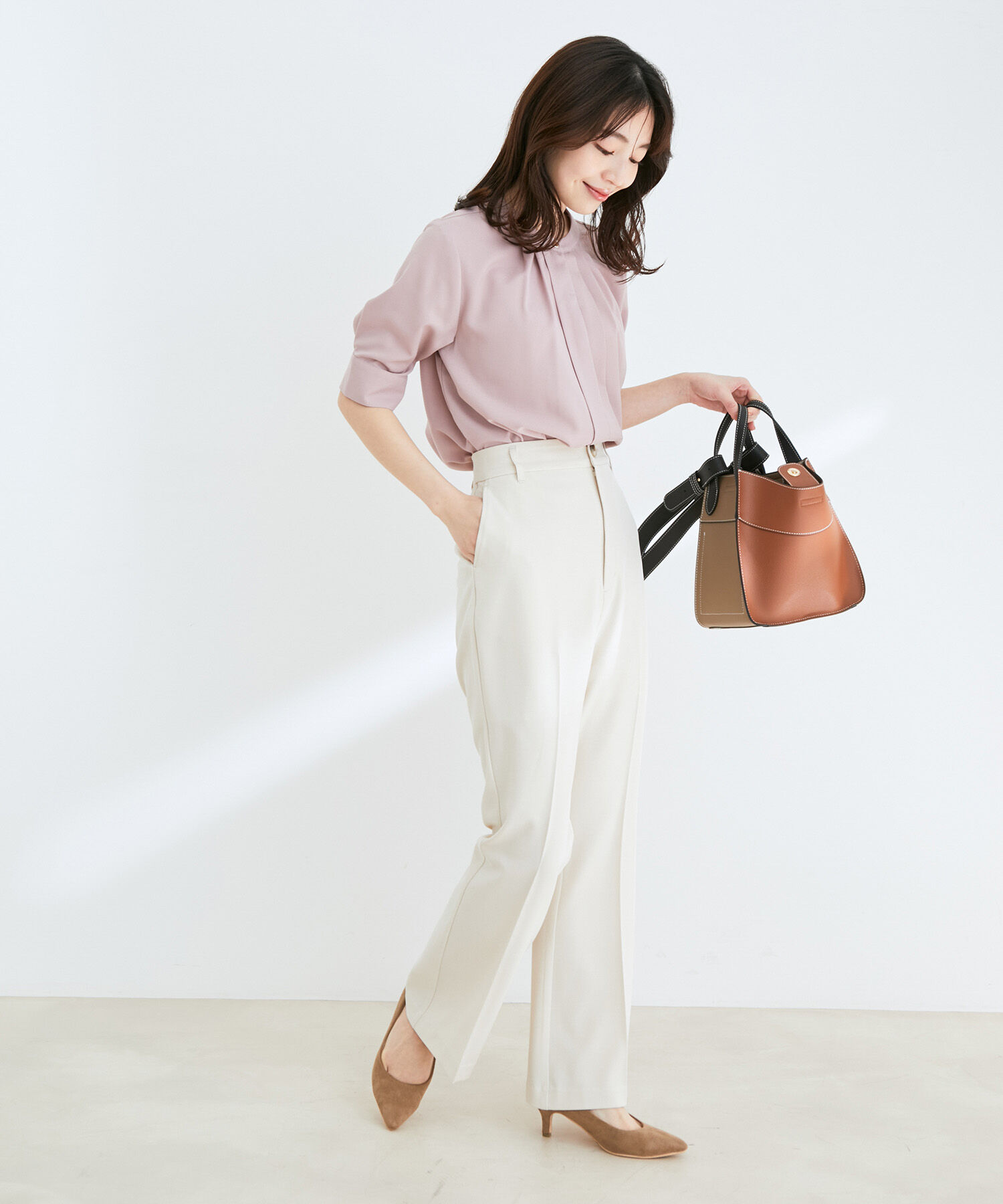 VIS「【EASY CARE】【新色追加】2WAYフロントタックブラウス」|シャツ・ブラウス|