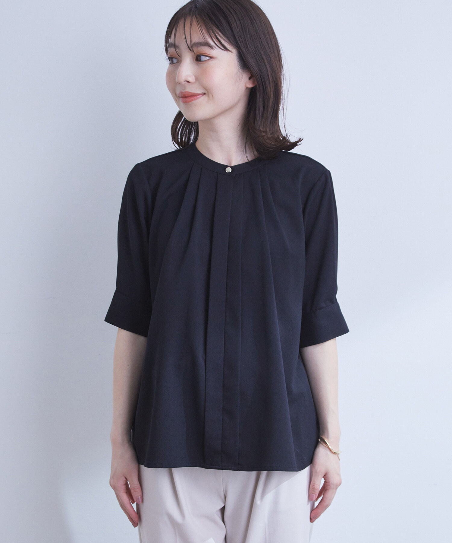 VIS「【EASY CARE】【新色追加】2WAYフロントタックブラウス」|シャツ・ブラウス|