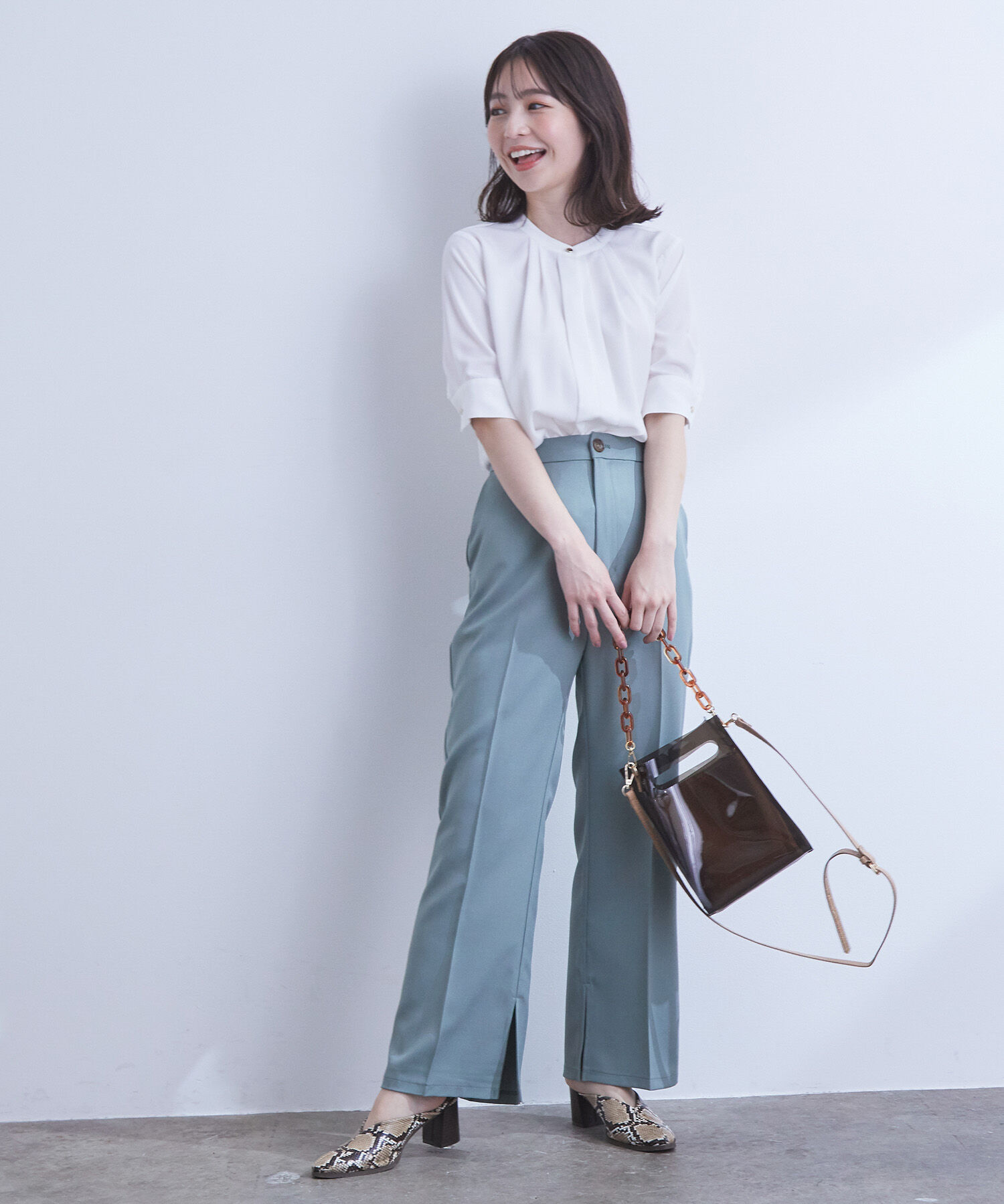 VIS「【EASY CARE】【新色追加】2WAYフロントタックブラウス」|シャツ・ブラウス|