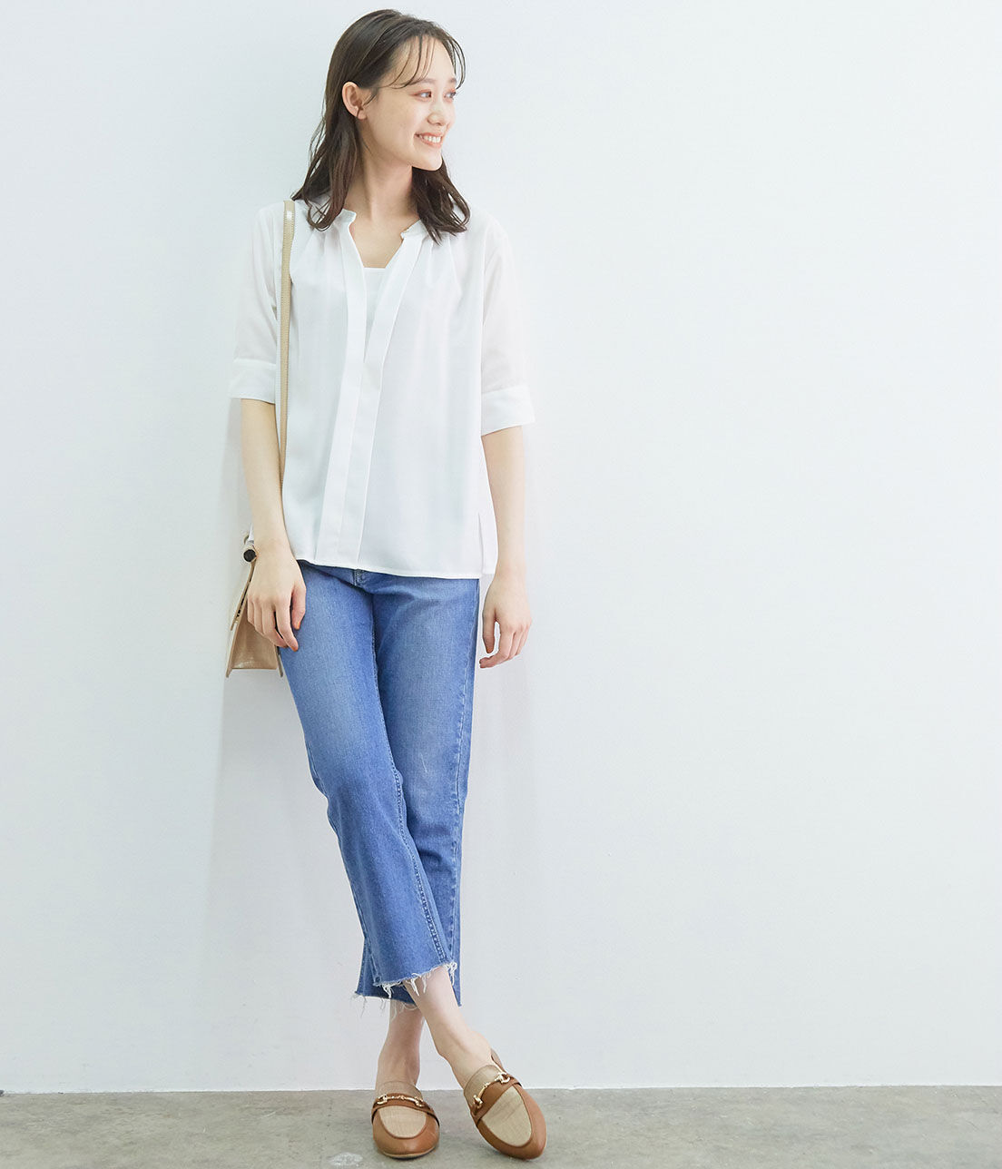 VIS「【EASY CARE】【新色追加】2WAYフロントタックブラウス」|シャツ・ブラウス|