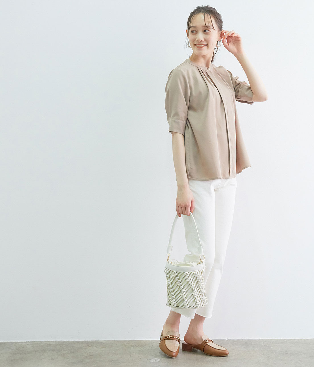 VIS「【EASY CARE】【新色追加】2WAYフロントタックブラウス」|シャツ・ブラウス|