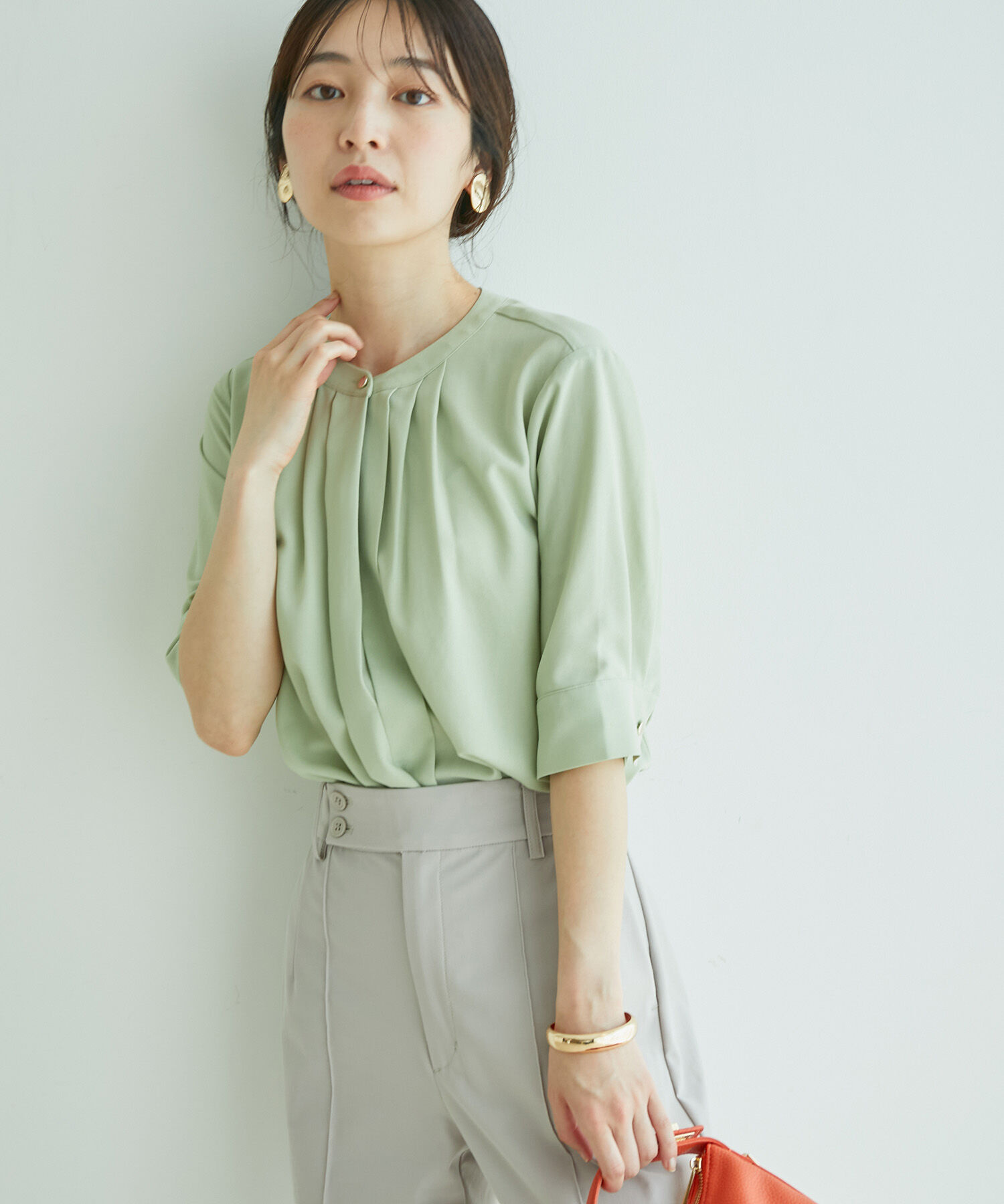 VIS「【EASY CARE】【新色追加】2WAYフロントタックブラウス」|シャツ・ブラウス|