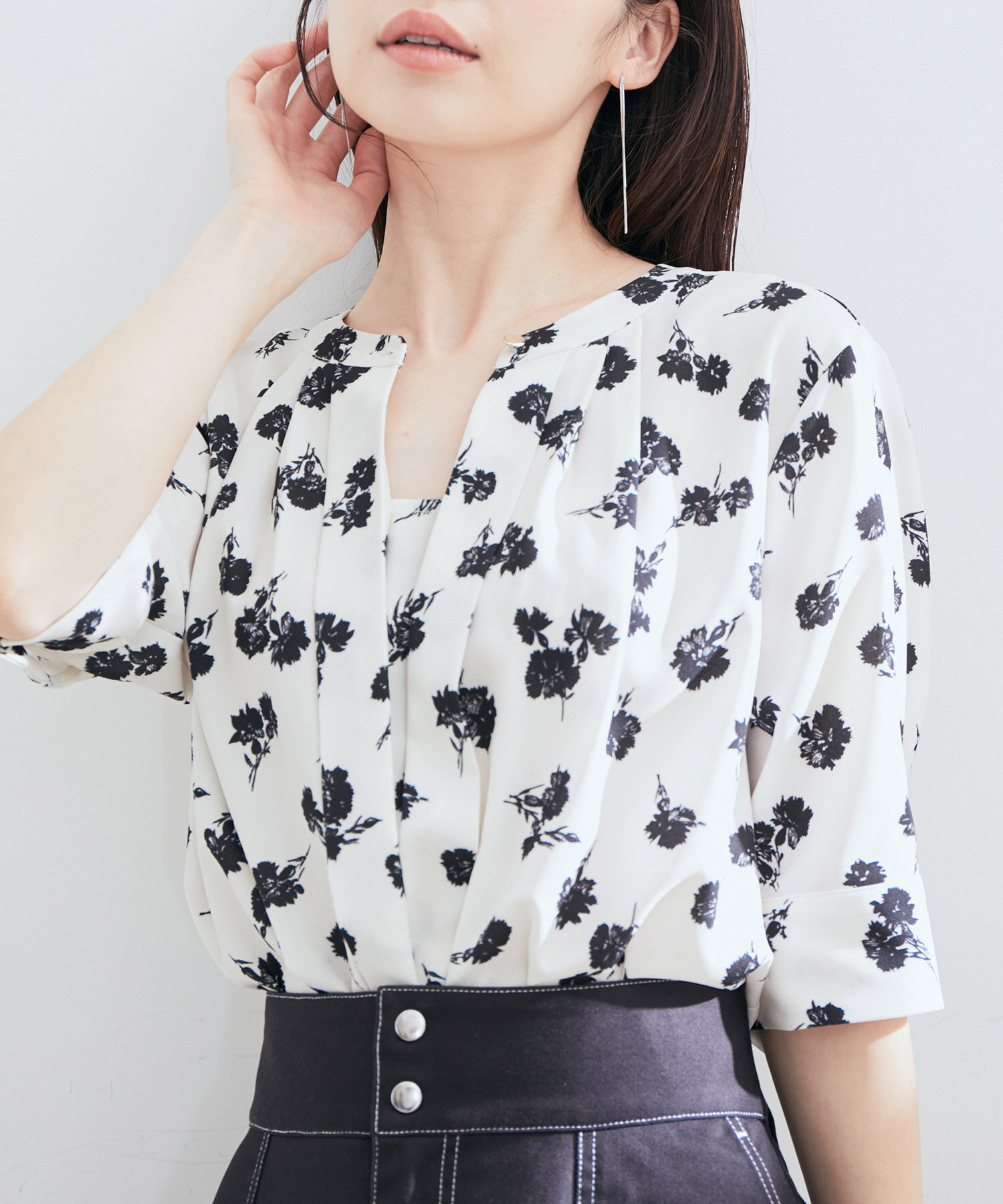 VIS「【EASY CARE】【新色追加】2WAYフロントタックブラウス」|シャツ・ブラウス|