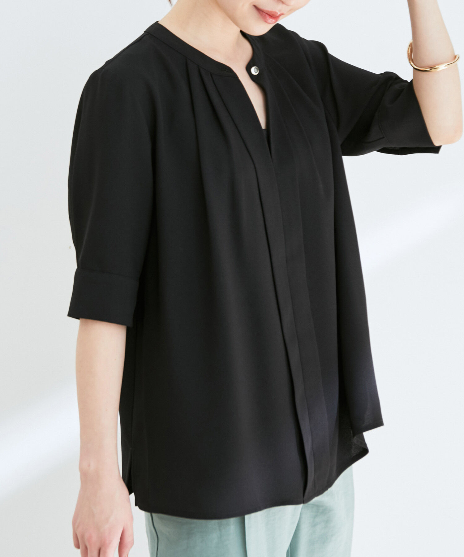 VIS「【EASY CARE】【新色追加】2WAYフロントタックブラウス」|シャツ・ブラウス|