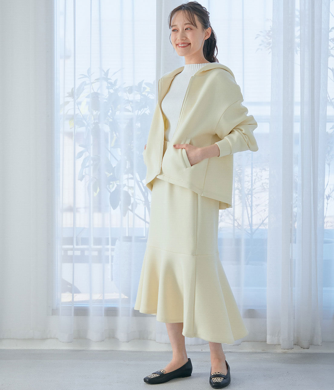 VIS「【スフレタッチ】ダンボールニットマーメイドスカート」|スカート|