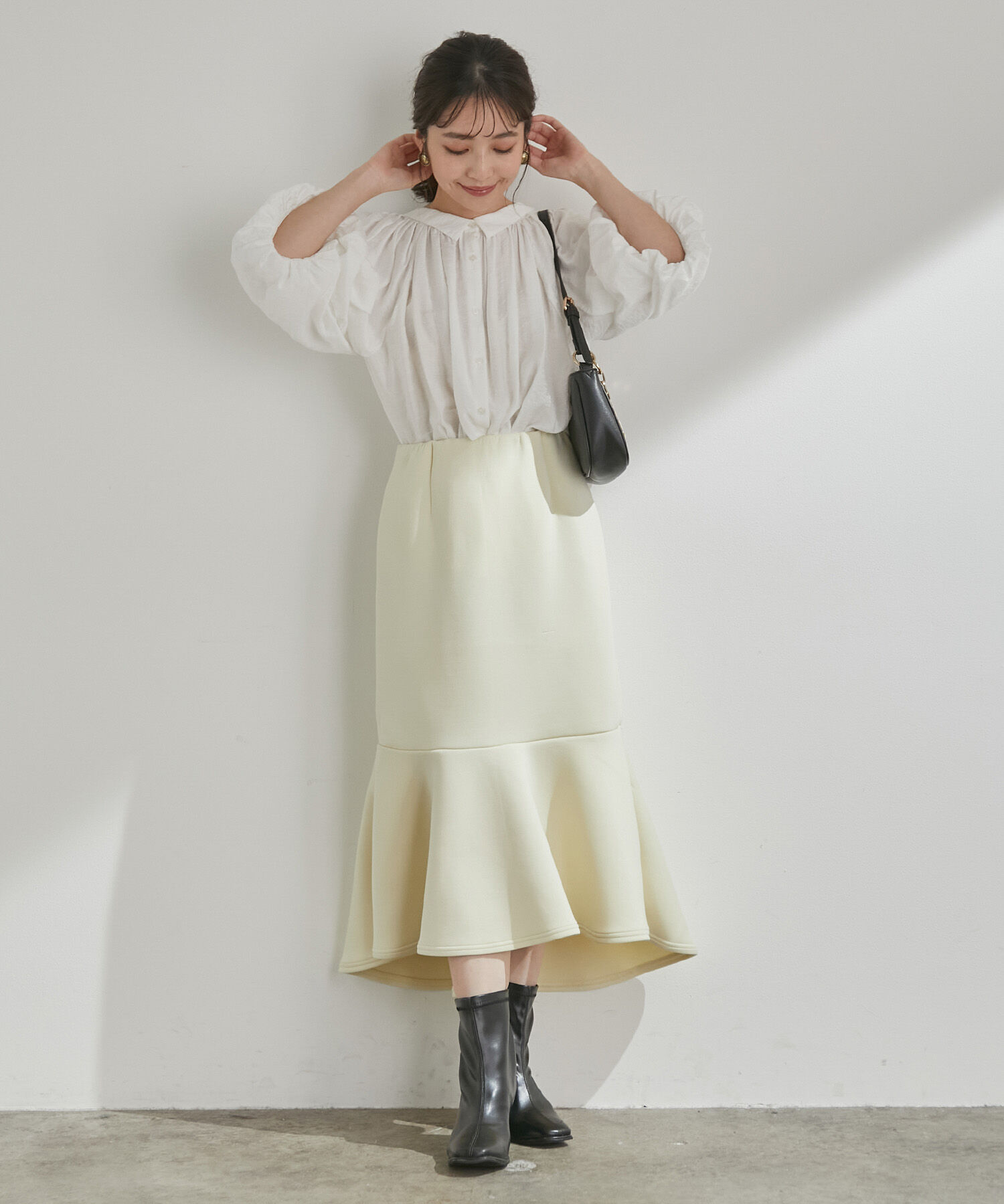 VIS「【スフレタッチ】ダンボールニットマーメイドスカート」|スカート|