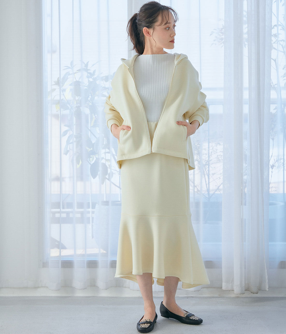 VIS「【スフレタッチ】ダンボールニットマーメイドスカート」|スカート|