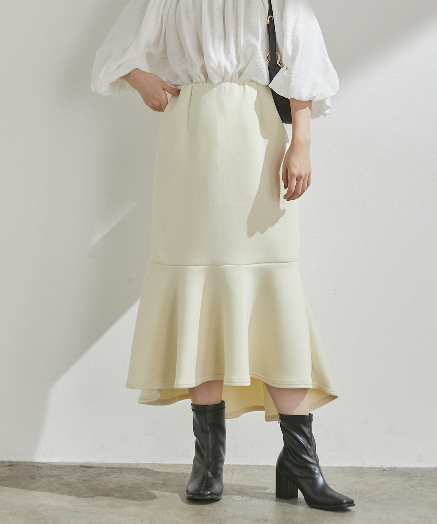 VIS「【スフレタッチ】ダンボールニットマーメイドスカート」|スカート|イエロー系(81)