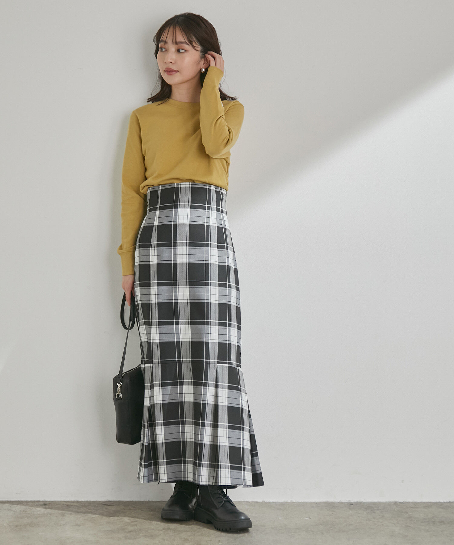 VIS「女性らしさを引き立つ、チェックアソートマーメイドスカート」|スカート|