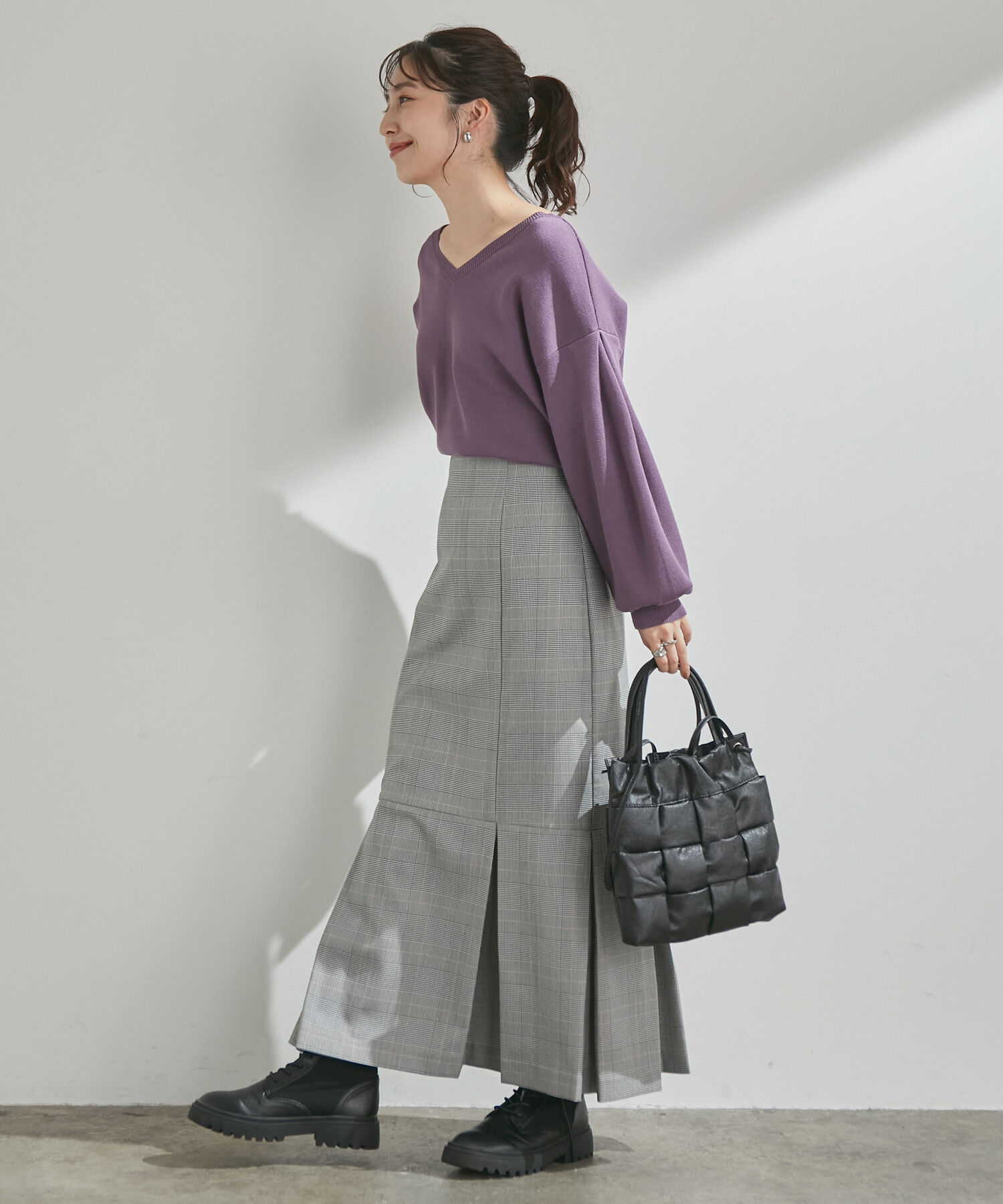VIS「女性らしさを引き立つ、チェックアソートマーメイドスカート」|スカート|