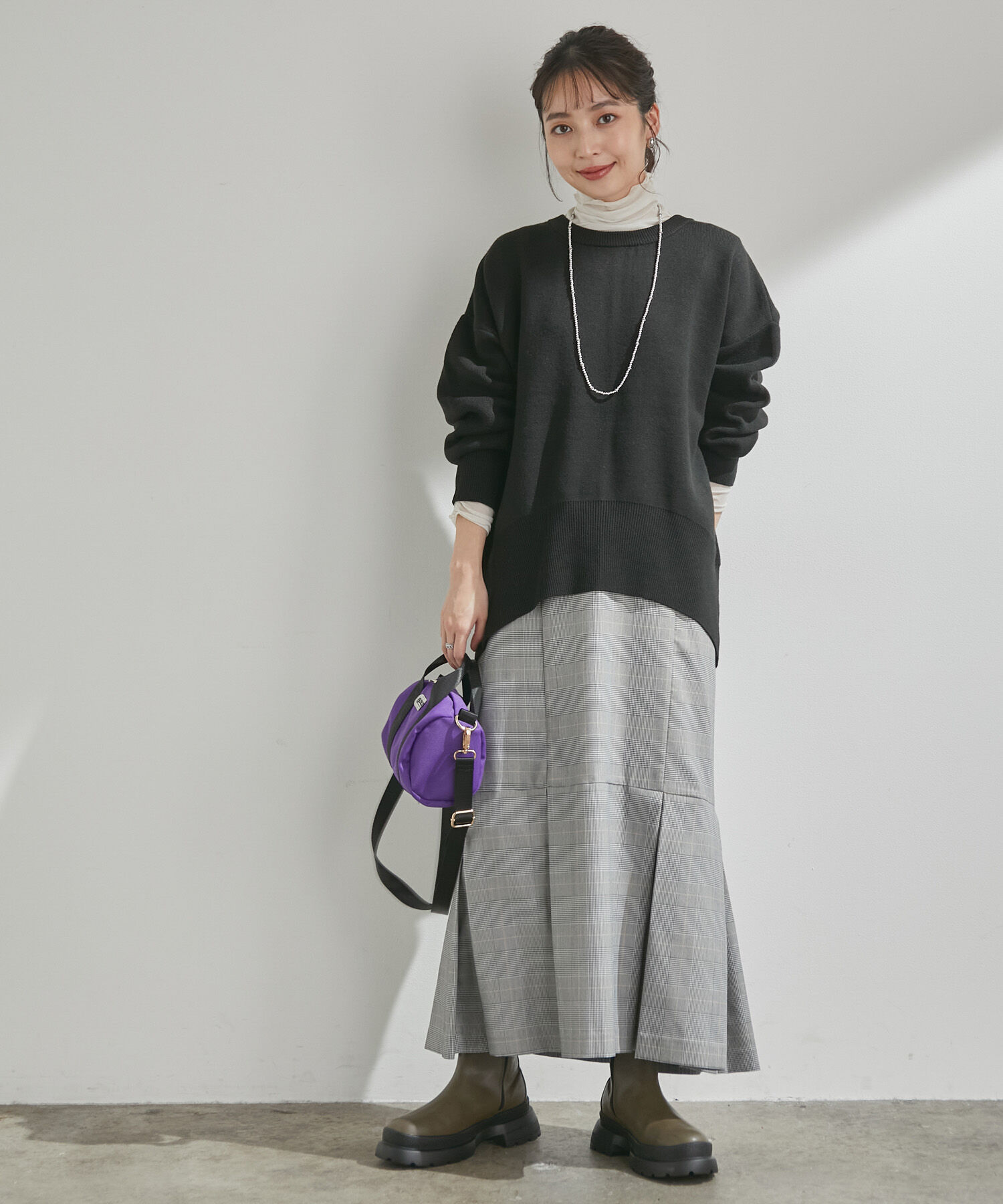 VIS「女性らしさを引き立つ、チェックアソートマーメイドスカート」|スカート|