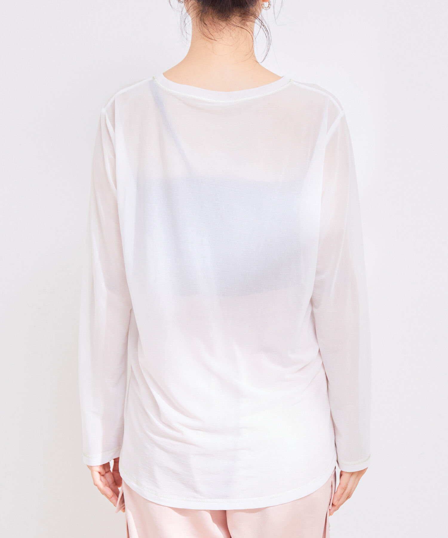 VIS「【洗える】クルーネックシアーロングTシャツ」|Tシャツ・カットソー|