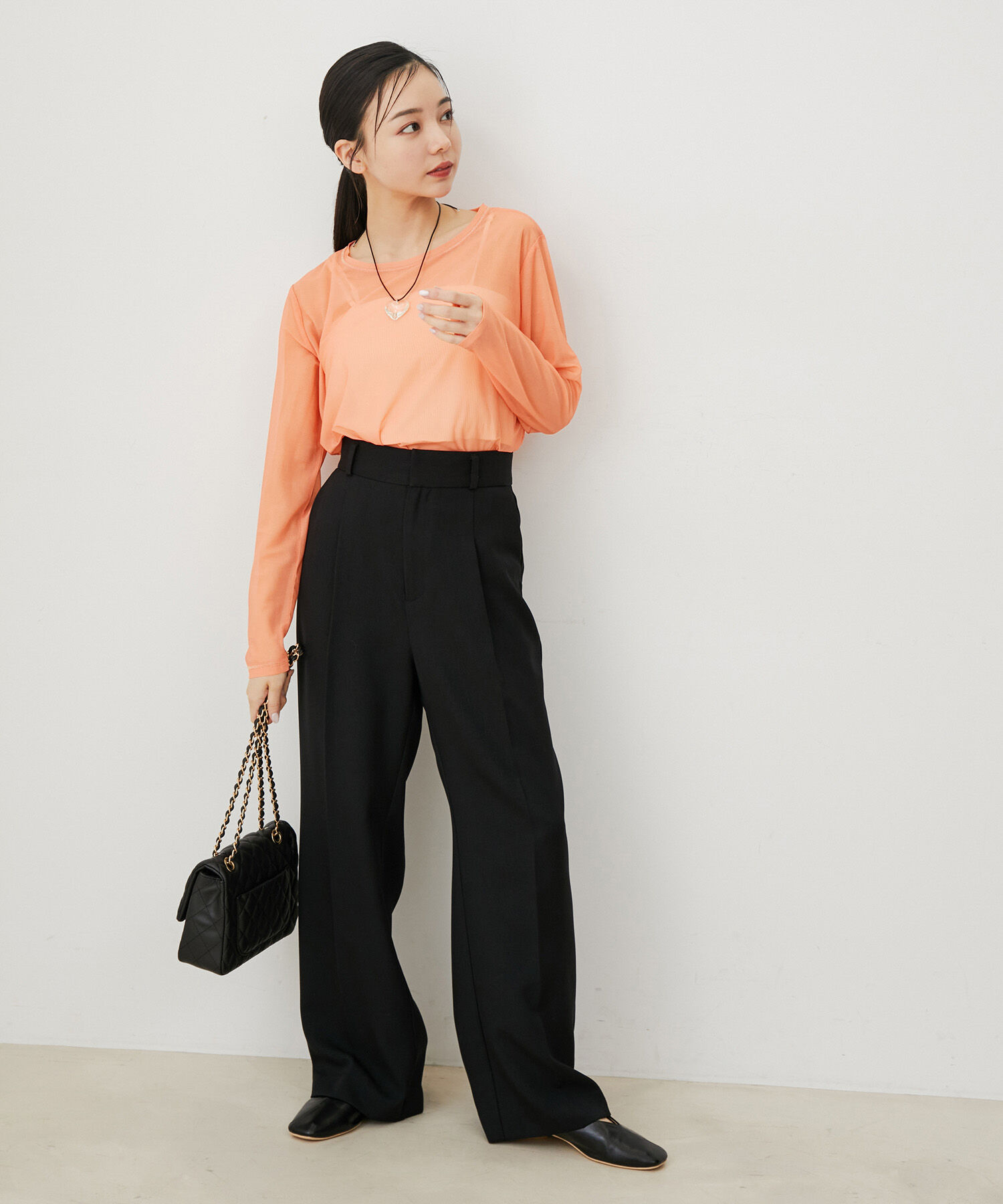 VIS「【洗える】クルーネックシアーロングTシャツ」|Tシャツ・カットソー|