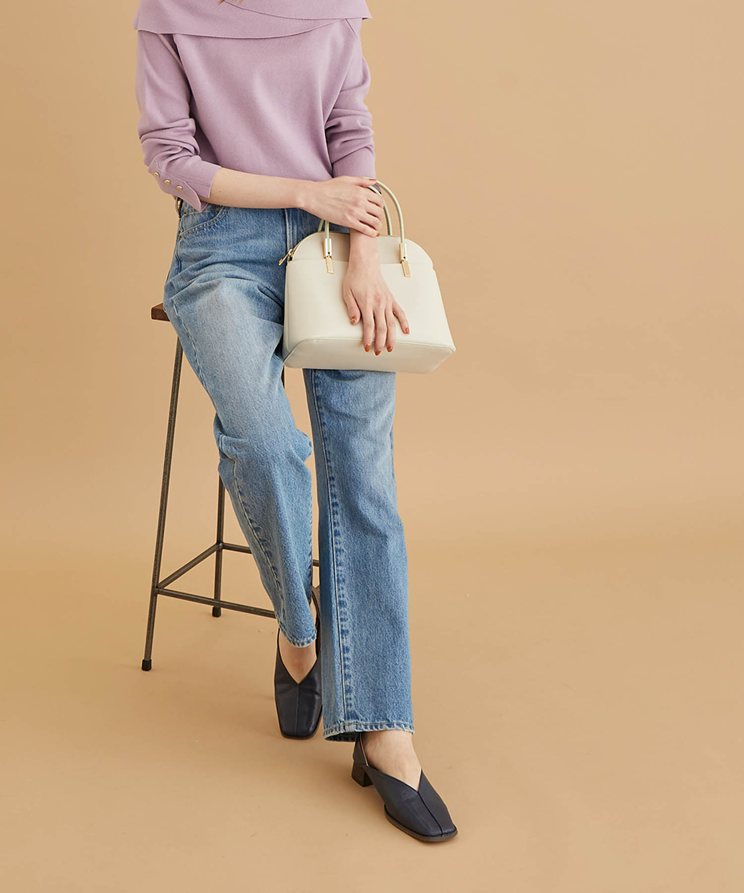 ROPE PICNIC PASSAGE「スクエアトゥセンターシーム甲深バブーシュ」|パンプス|