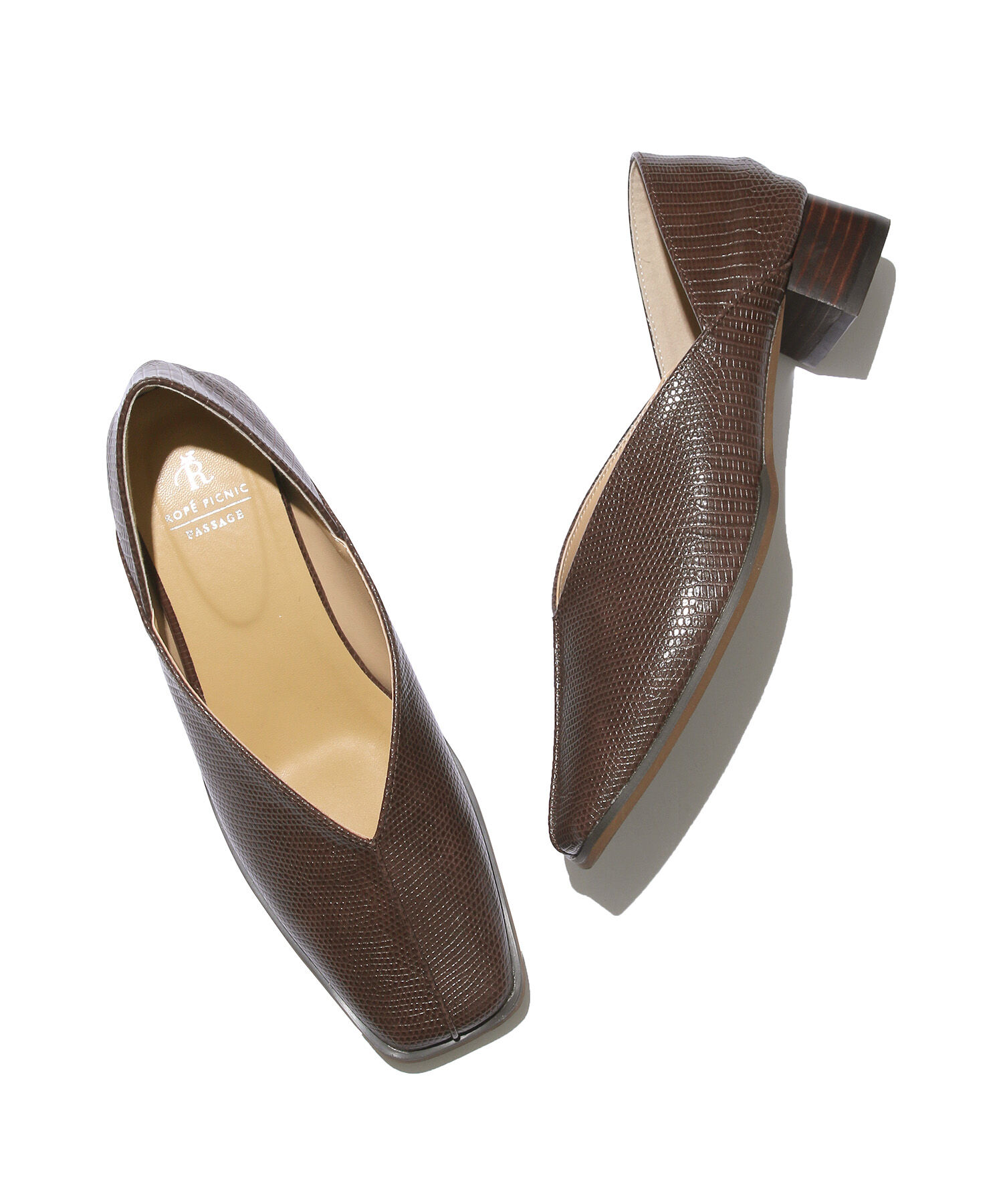 ROPE PICNIC PASSAGE「スクエアトゥセンターシーム甲深バブーシュ」|パンプス|