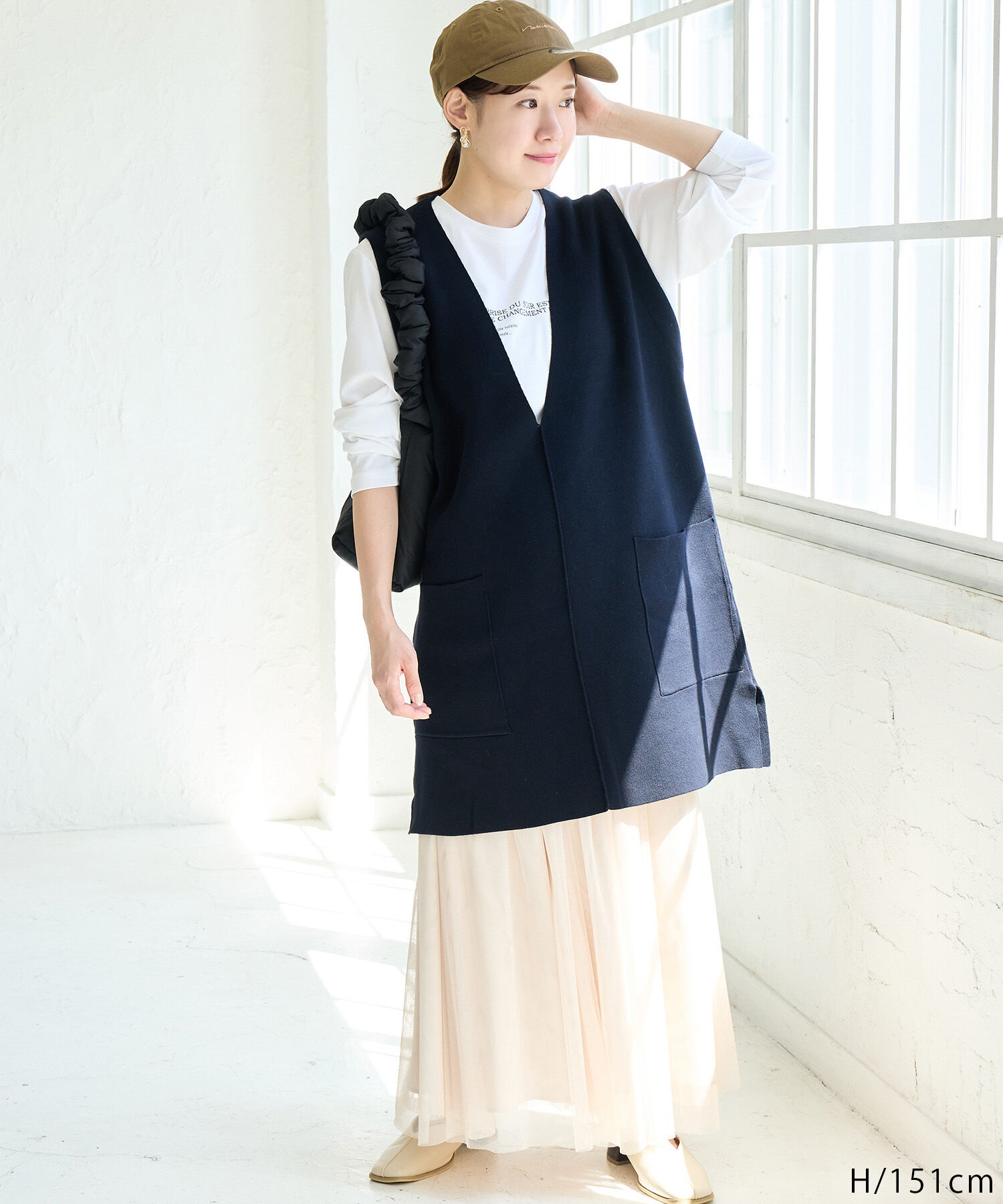 Rope&rsquo;Picnic「RENU/Vあきニットロングベスト」|ベスト・ジレ|