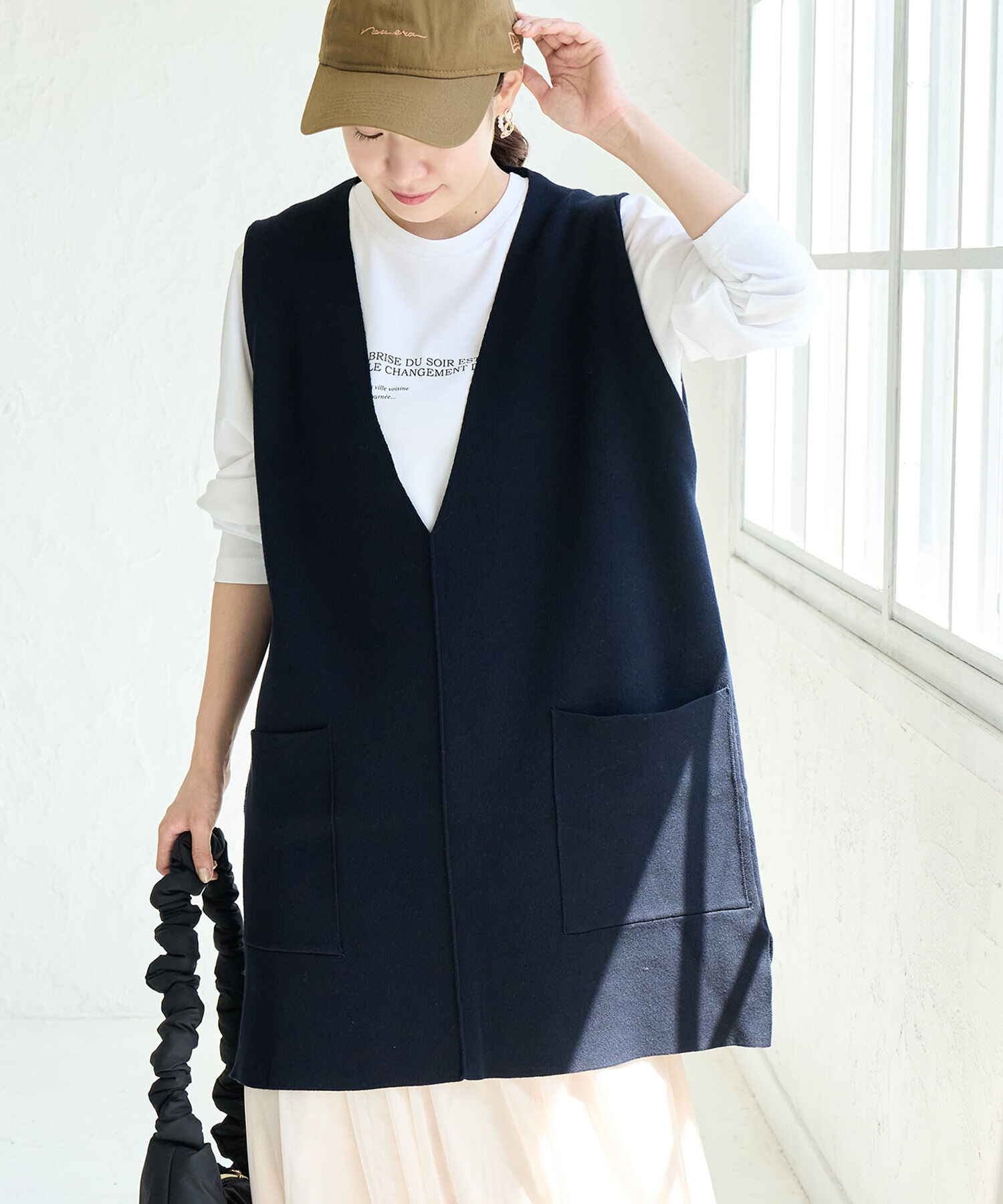 Rope&rsquo;Picnic「RENU/Vあきニットロングベスト」|ベスト・ジレ|