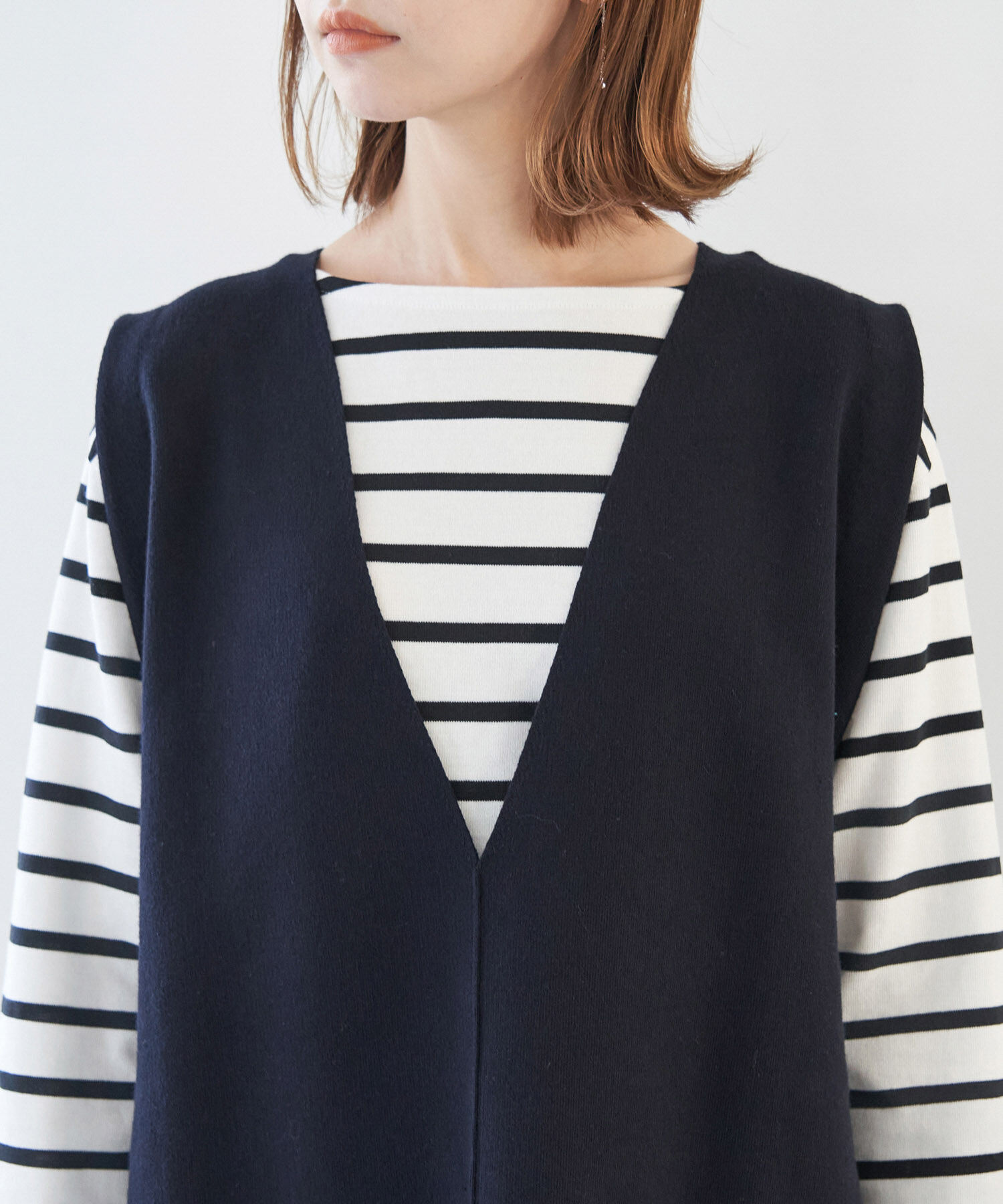 Rope&rsquo;Picnic「RENU/Vあきニットロングベスト」|ベスト・ジレ|