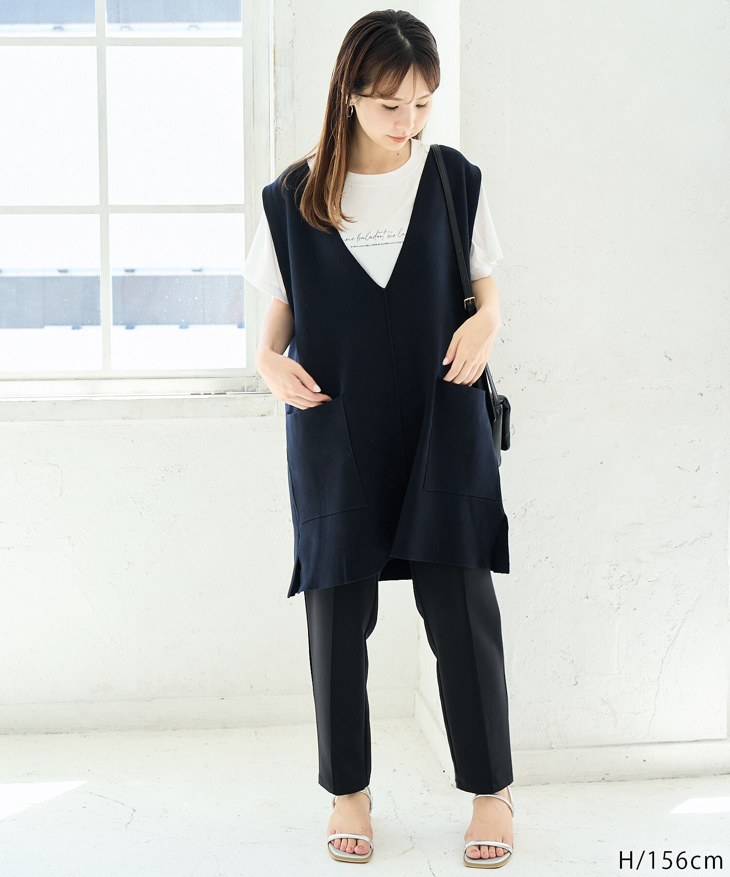 Rope&rsquo;Picnic「RENU/Vあきニットロングベスト」|ベスト・ジレ|