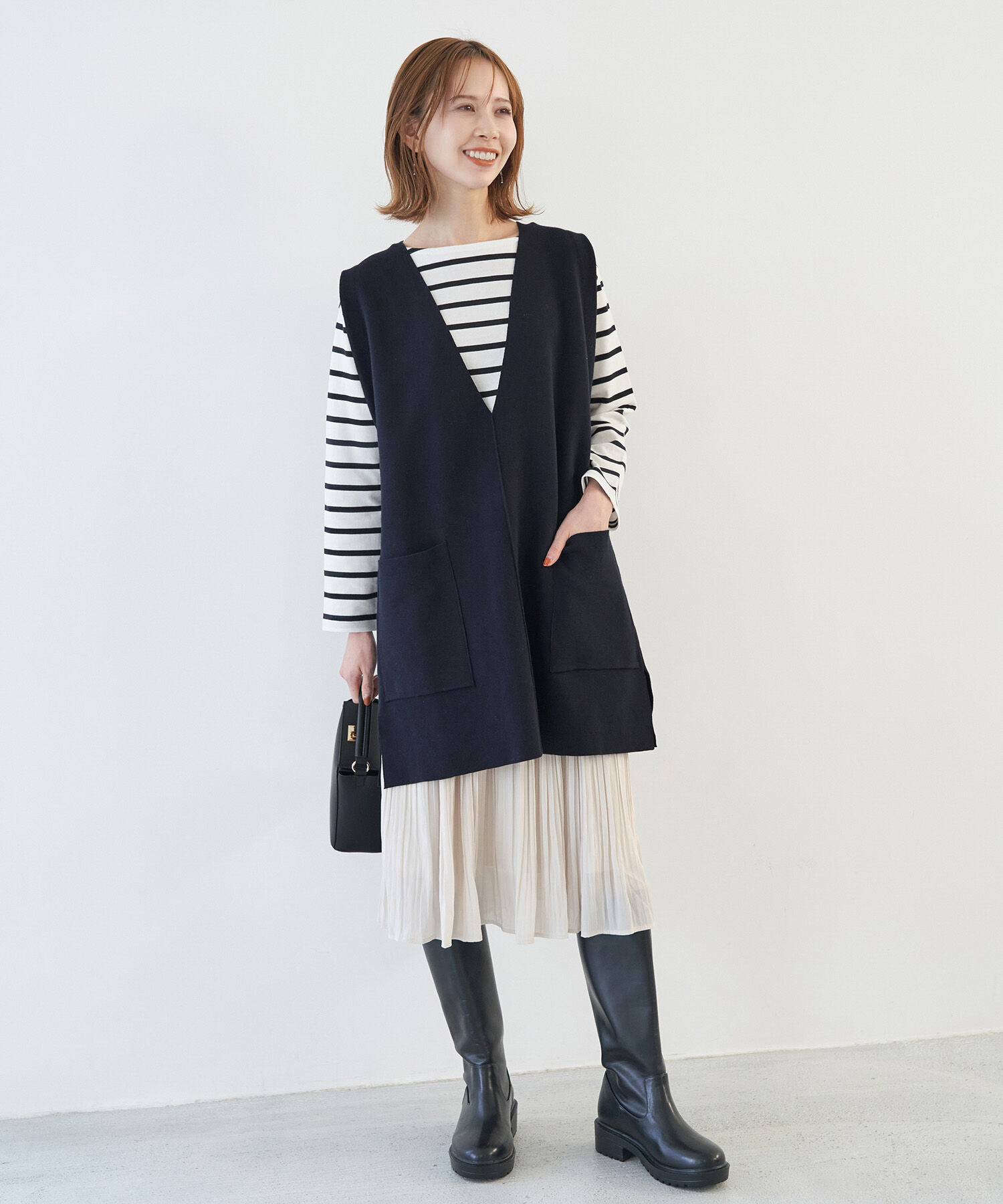 Rope&rsquo;Picnic「RENU/Vあきニットロングベスト」|ベスト・ジレ|