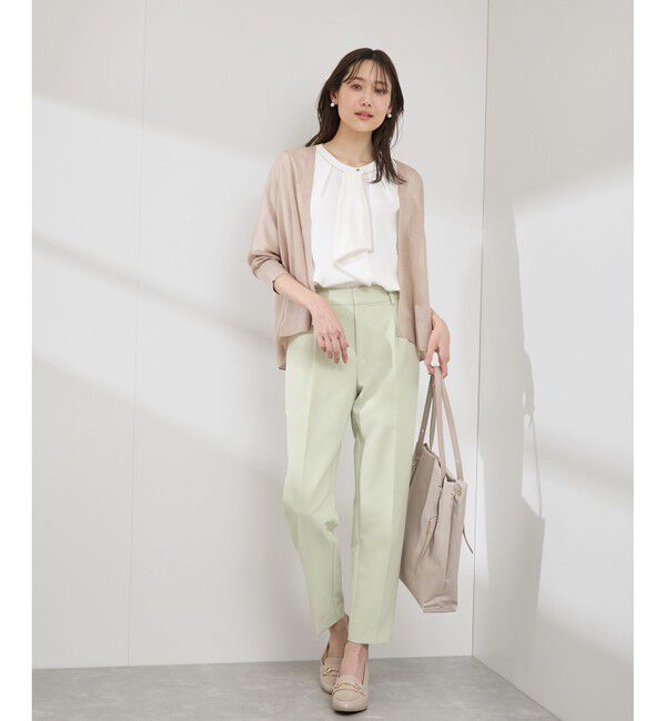 Rope&rsquo;Picnic「【WEB限定サイズ】配色ボウタイ風ハーフスリーブブラウス/通勤対応」|シャツ・ブラウス|