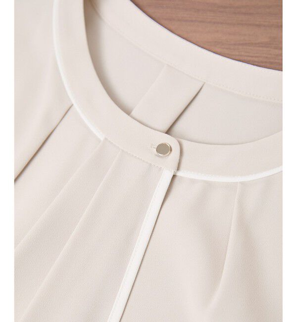 Rope&rsquo;Picnic「【WEB限定サイズ】配色ボウタイ風ハーフスリーブブラウス/通勤対応」|シャツ・ブラウス|