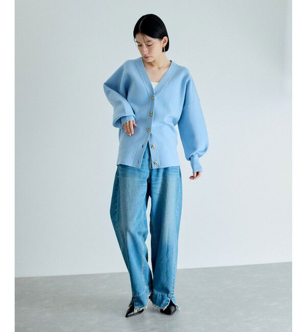 ADAM ET ROPE'「トライアングルボタンミドルカーディガン」|カーディガン|