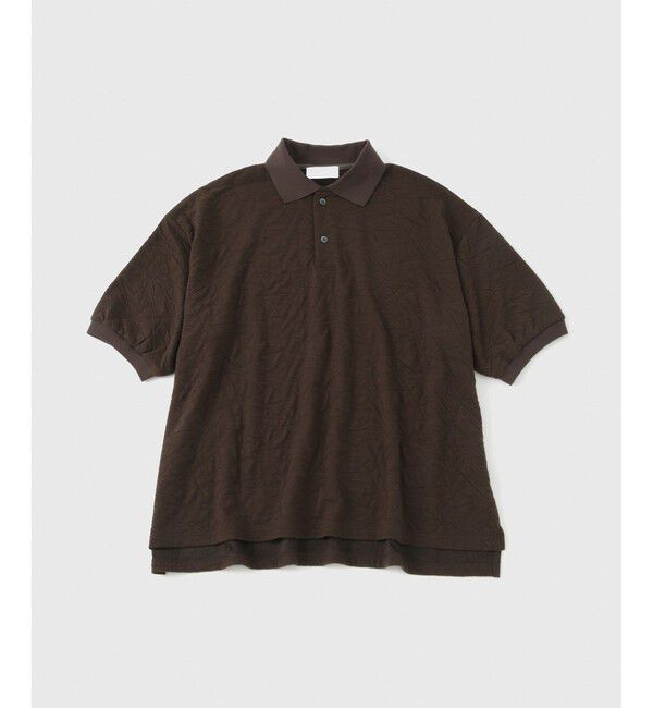 ADAM ET ROPE'「【WEB限定】ハーフスリーブ ジャガード ニットポロ / オーバーサイズ / ストレッチ / ユニセックス」|ポロシャツ|