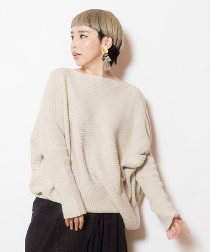  「アシンメトリーニットプルオーバー」|ニット・セーター|IVORY