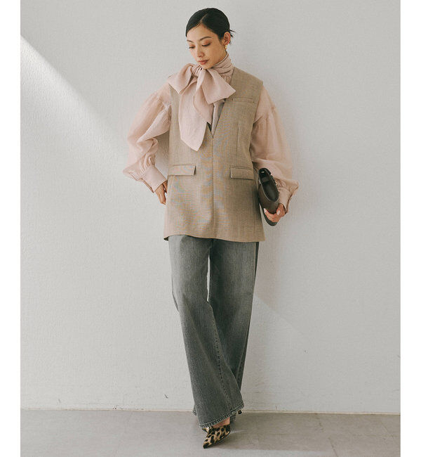  「ジュートライクVネックプルオーバージレ」|ベスト・ジレ|