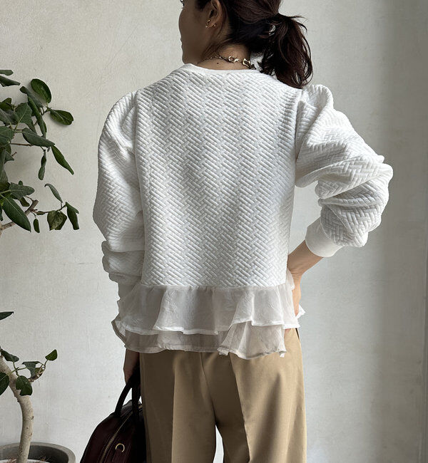  「【WEB限定】ペプラム切替トップス」|Tシャツ・カットソー|