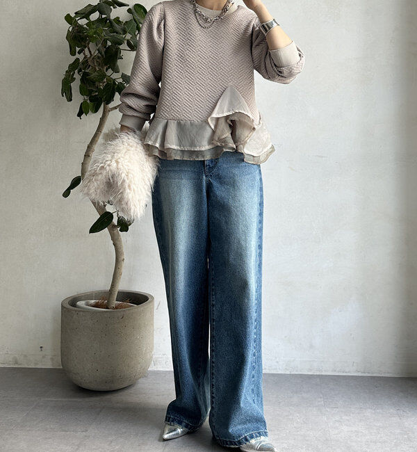  「【WEB限定】ペプラム切替トップス」|Tシャツ・カットソー|