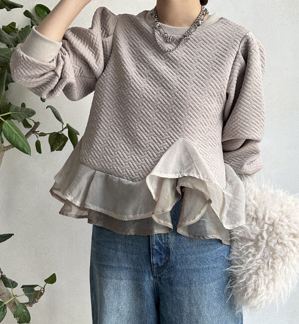  「【WEB限定】ペプラム切替トップス」|Tシャツ・カットソー|