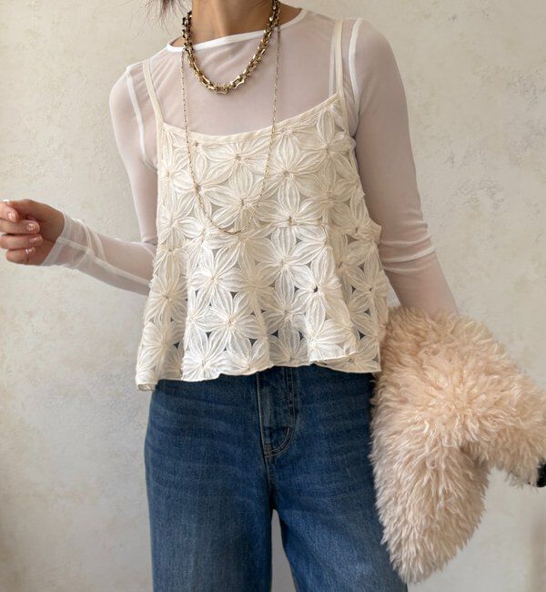  「【WEB限定】チュールフラワーキャミ」|シャツ・ブラウス|