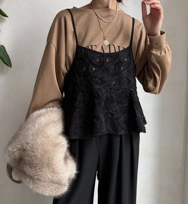  「【WEB限定】チュールフラワーキャミ」|シャツ・ブラウス|ブラック