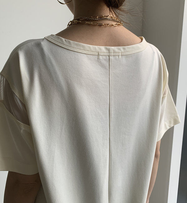  「【WEB限定】 チュール切替スリーブワンピース」|ワンピース|