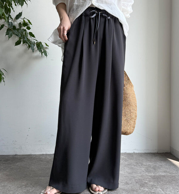  「ドロストワイドパンツ」|チノ|チャコールグレー