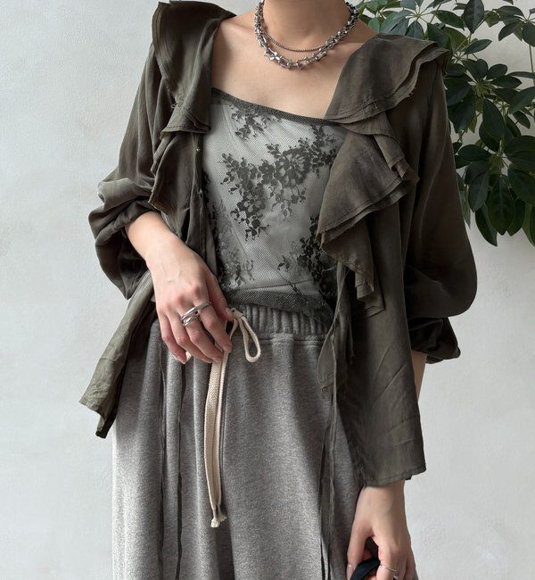  「【新色追加】スカラレースキャミ」|シャツ・ブラウス|カーキ