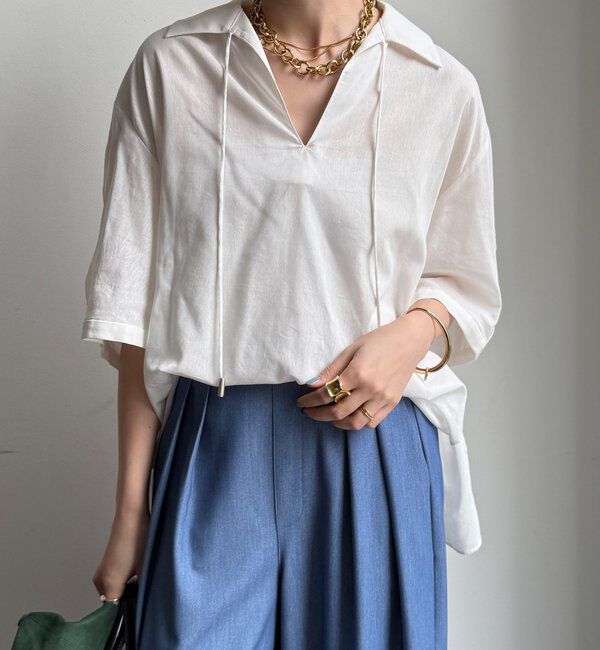  「【WEB限定】襟付スキッパーシャツ」|シャツ・ブラウス|
