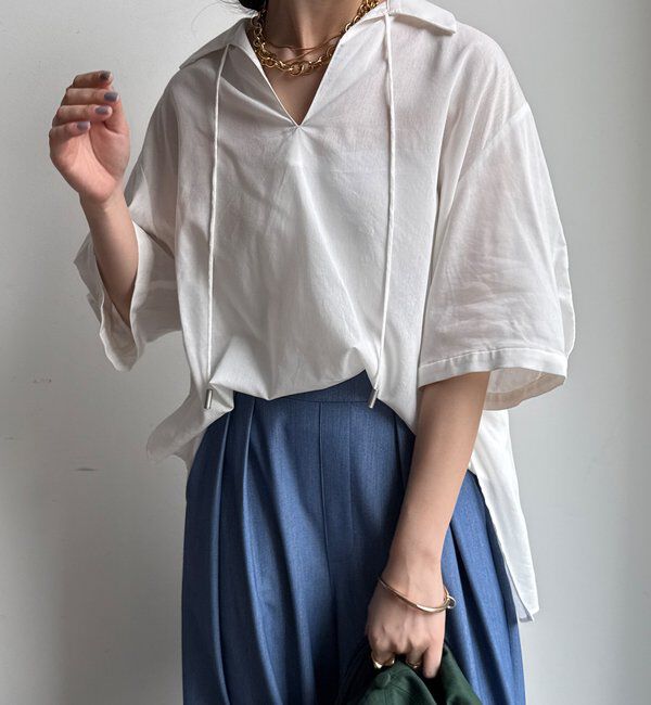  「【WEB限定】襟付スキッパーシャツ」|シャツ・ブラウス|