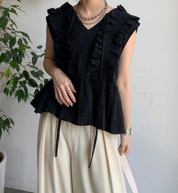  「【WEB限定/前後2WAY仕様】 フリルベスト」|シャツ・ブラウス|