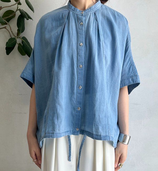  「シアーデニムポンチョ風ブラウス」|シャツ・ブラウス|